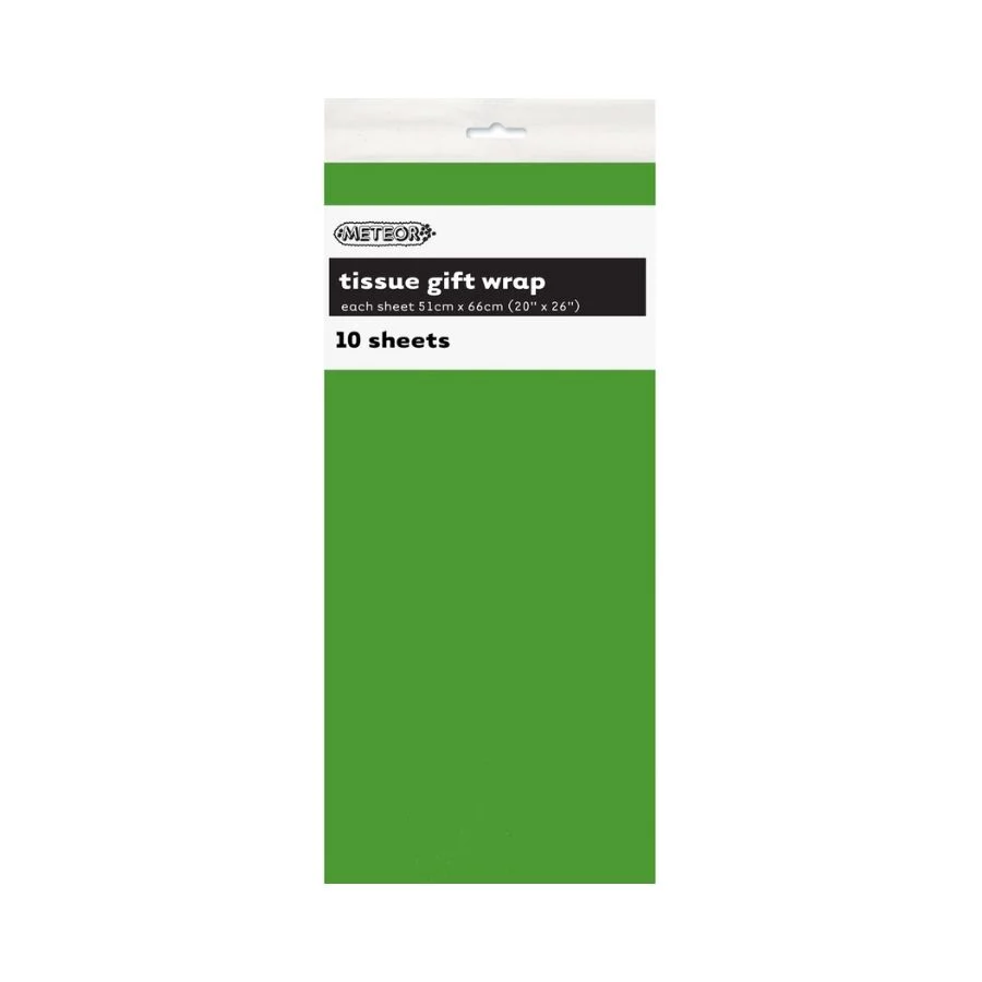 10pk Lime Green Tissue Gift Wrap Sheets 51x66cm