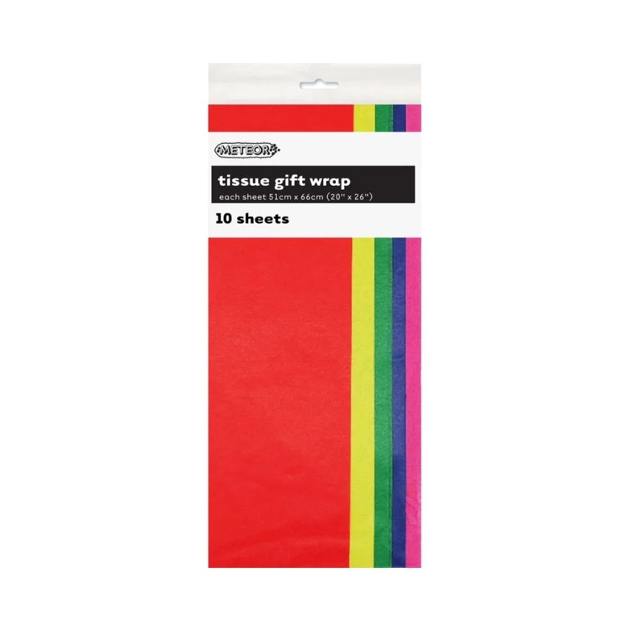 10pk Standard Assorted Tissue Gift Wrap Sheets 51x66cm