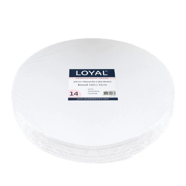 14in Round 10mm Masonite Drum Cake Board - White