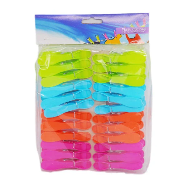24pcs Colored Plastic Clothes Pegs (Curved) - Image 2