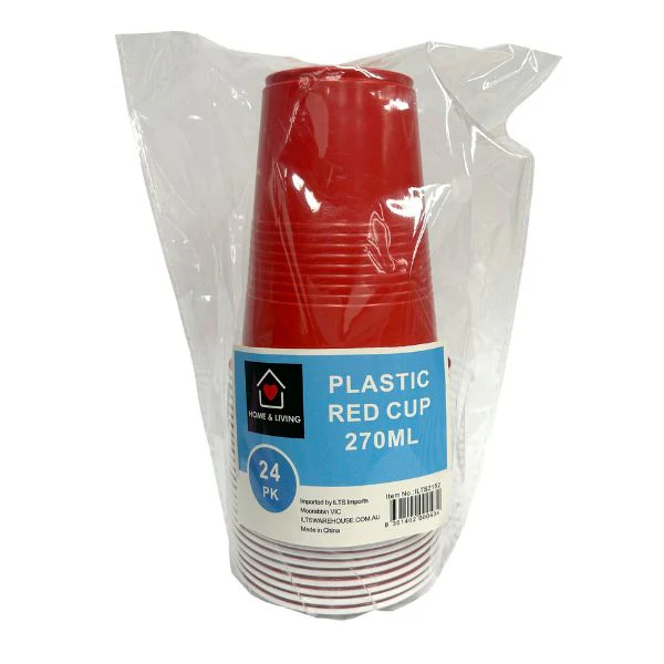 24pk Plastic Red Cup 270ml - Image 2