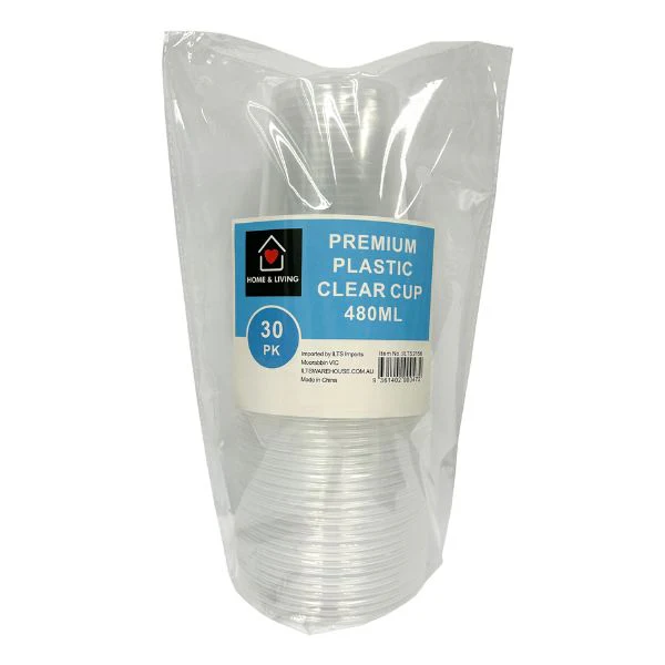 30pk Premium Plastic Clear Cup 480ml - Image 2