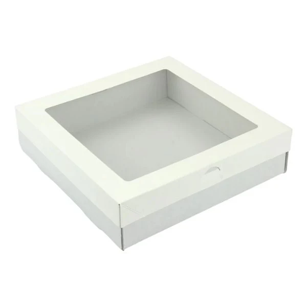 3pk Large Square White Grazing Box with Window Lid (280x280x80mm)