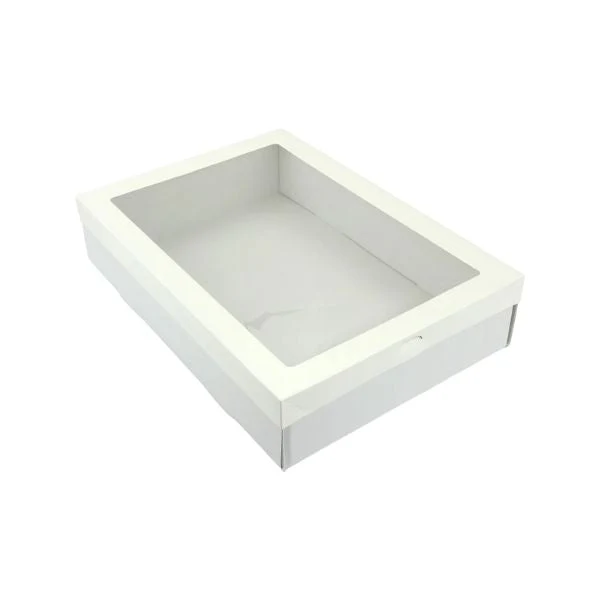 3pk Small White Grazing Box with Window Lid (255x155x80mm)