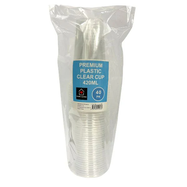 40pk Premium Plastic Clear Cup 420ml - Image 2