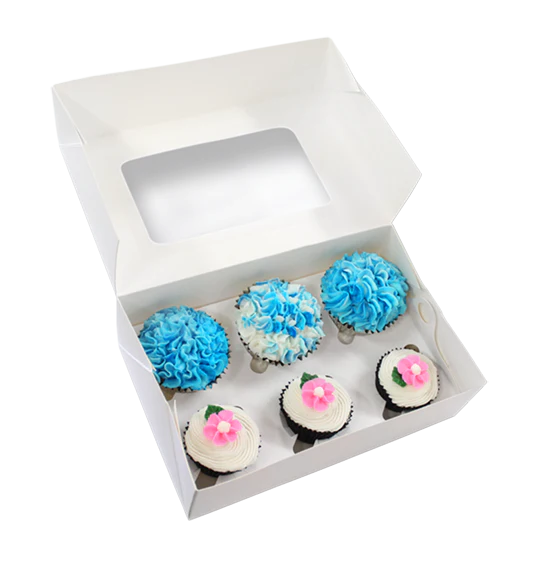 BULK 50pk 6 Holds White Cupcake Box (9.5x6.5x4in)