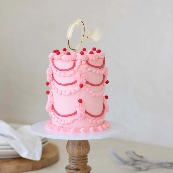 Gold & Opaque Layered Cake Topper - One