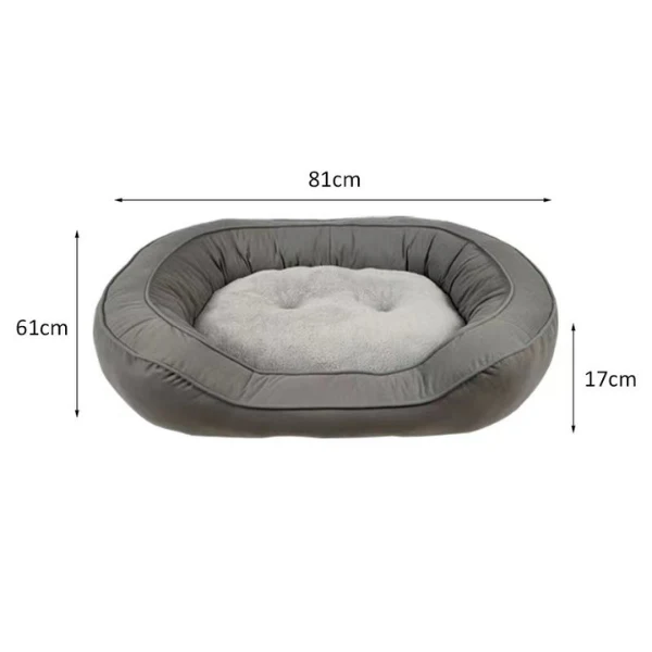 Large Grey Suede & Micro Sherpa Dog Bed 61x81x17.5cm - Image 3