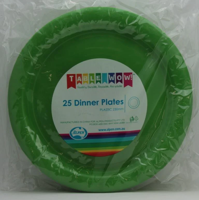 Lime Plastic Dinner Plates 230mm 20pk