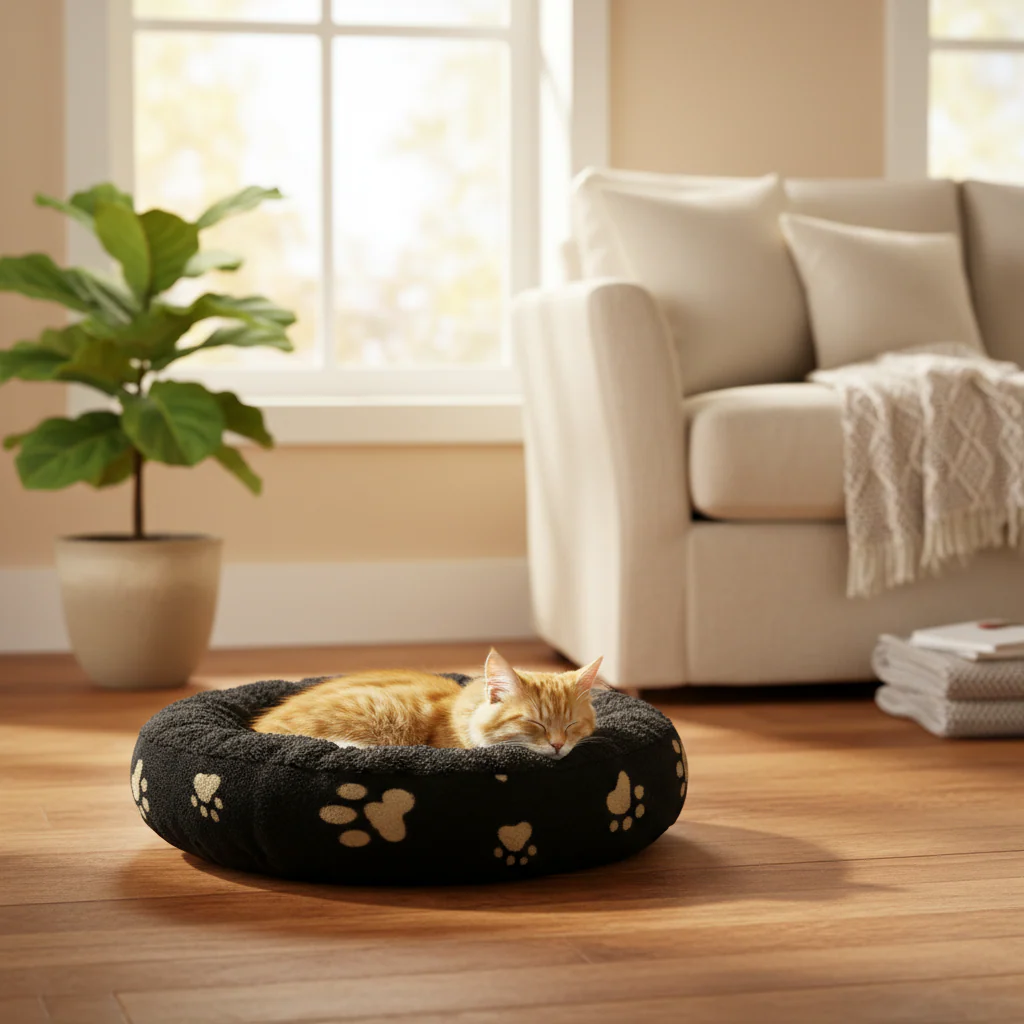 Medium Black Donut Dog Bed 70cm