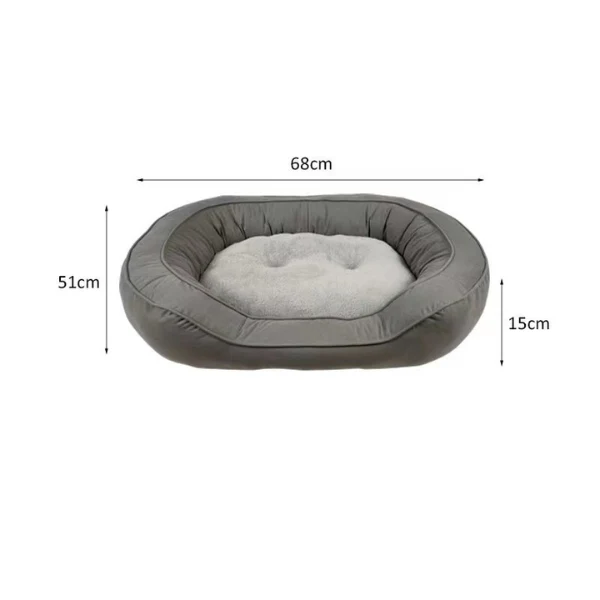 Medium Grey Suede & Micro Sherpa Dog Bed 51x68.5x15cm - Image 3