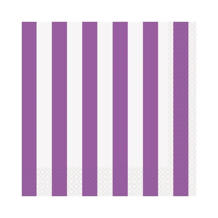Pretty Purple Stripes Lunch Napkins 33x33cm 16pk