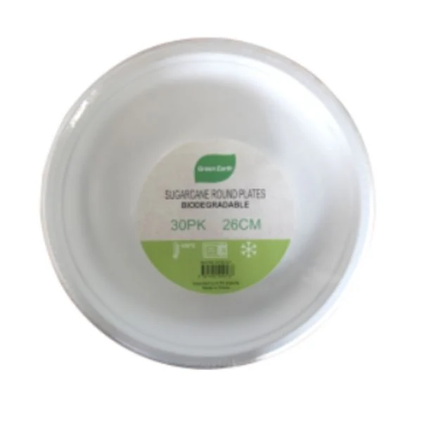 Sugarcane Round Plates 26cm 30pk